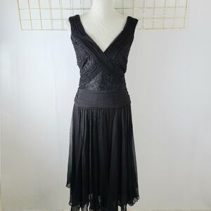 Tadashi Collection Vintage Silk Beaded Whimsigoth Dress